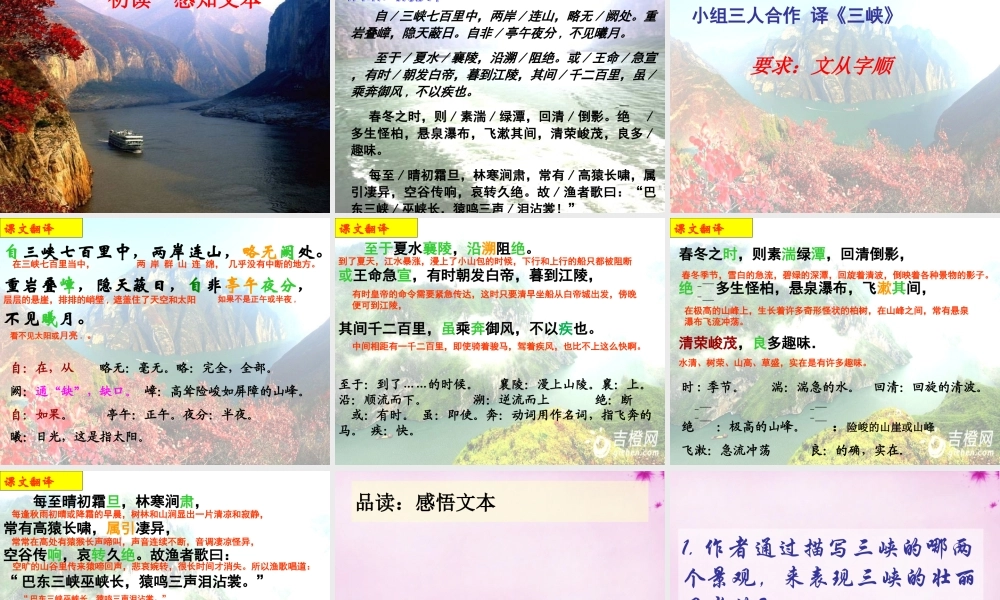 山东省莒县八年级语文上册 第六单元 26(三峡)说课大赛课件B 新人教版 课件