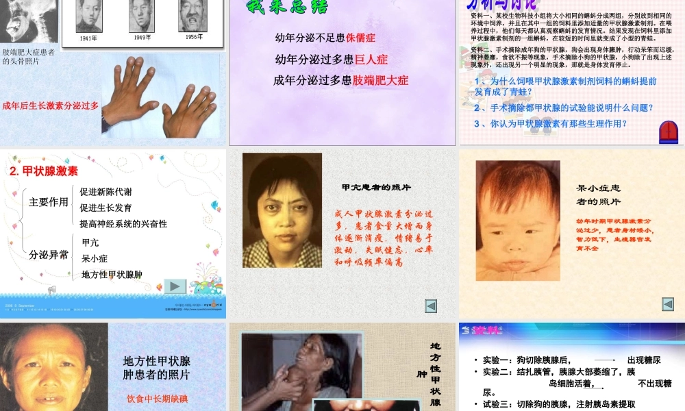 七年级生物下册 人体的激素调节课件 济南版 课件