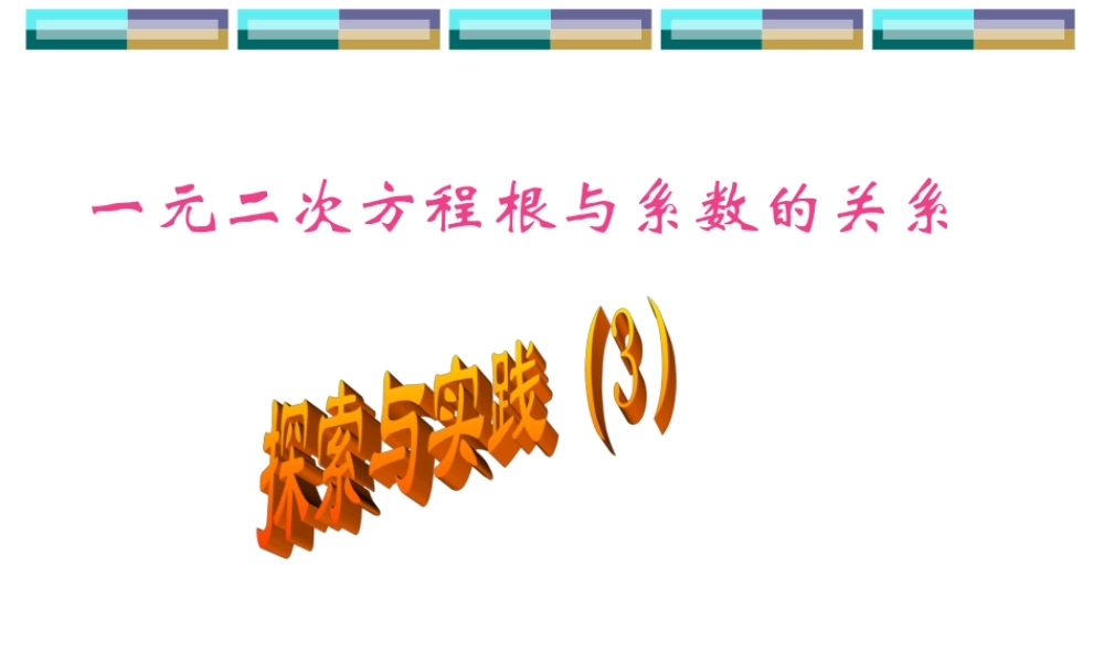 新课标中考数学复习课件 一元二次方程根与系数的关系 课件