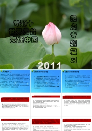 八年级政治上册 专题十 世界舞台，责任中国 课件  鲁教版 课件