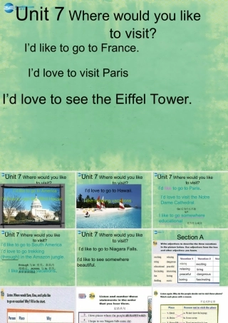 九年级英语全册 Unit 7 Where would you like to visit？课件 人教新目标版 课件