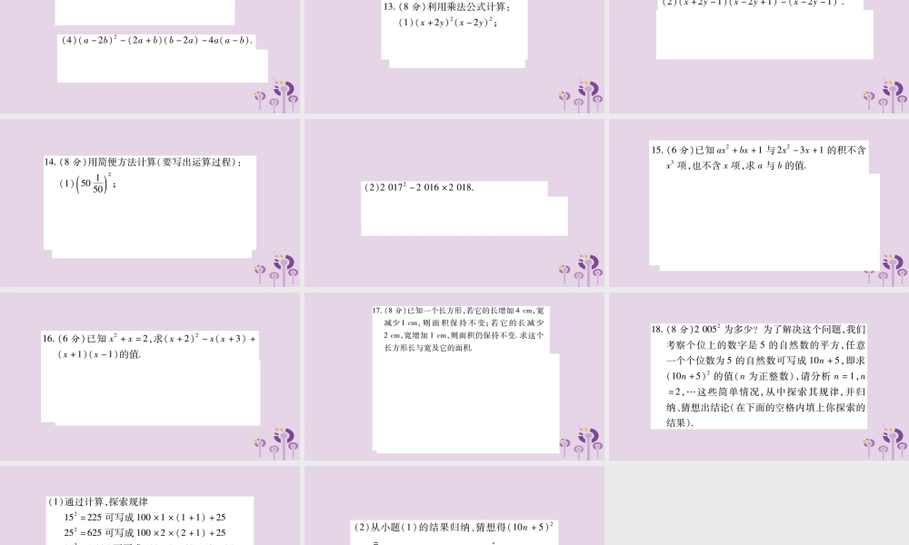 八年级数学上册 双休作业(三)课件 (新版)华东师大版 课件