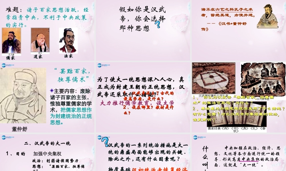 中学七年级历史上册 第12课 大一统的汉朝课件1 新人教版