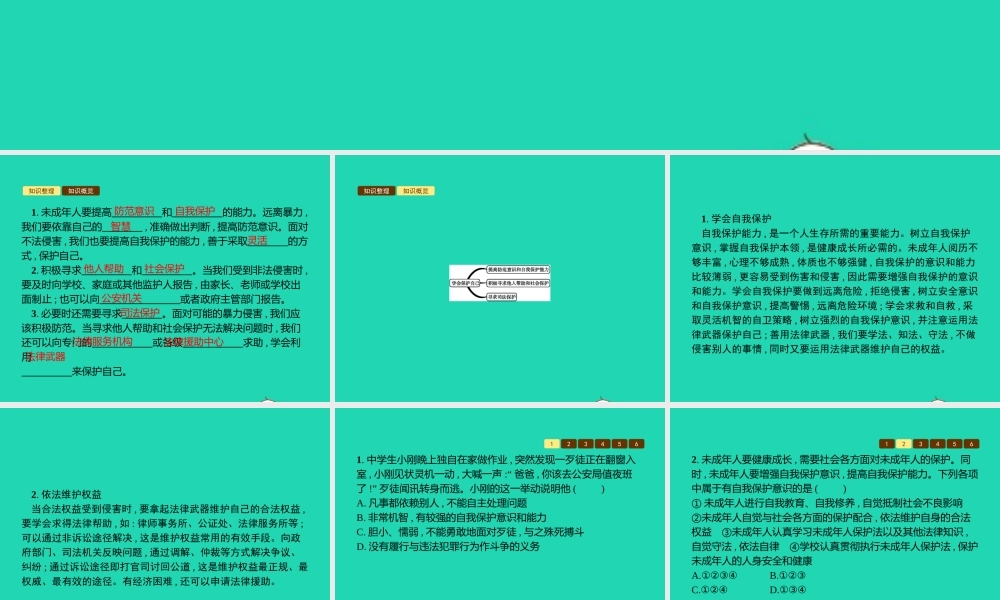 八年级道德与法治上册 第三单元 明辨善恶是非 第8课 远离暴力 第2站 学会保护自己课件 北师大版 课件