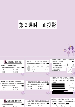 九年级数学下册 第二十九章 投影与视图 291 投影 第2课时 正投影习题讲评课件 (新版)新人教版 课件