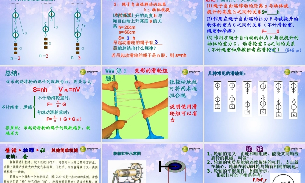 九年级物理上册 112 滑轮(第二课时)课件 苏科版 课件