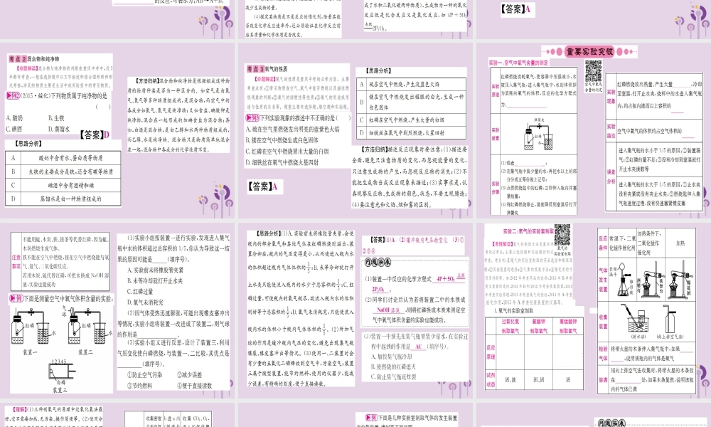 云南省中考化学一轮考点复习 第二单元 我们周围的空气课件