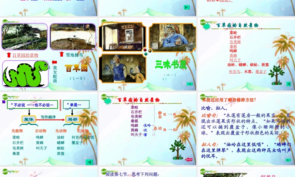 七年级语文下册 第一单元第1课 (从百草园到三味书屋)课件 人教新课标版 课件