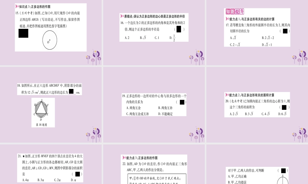 九年级数学上册 第二十四章 圆 243 正多边形和圆作业课件 (新版)新人教版 课件