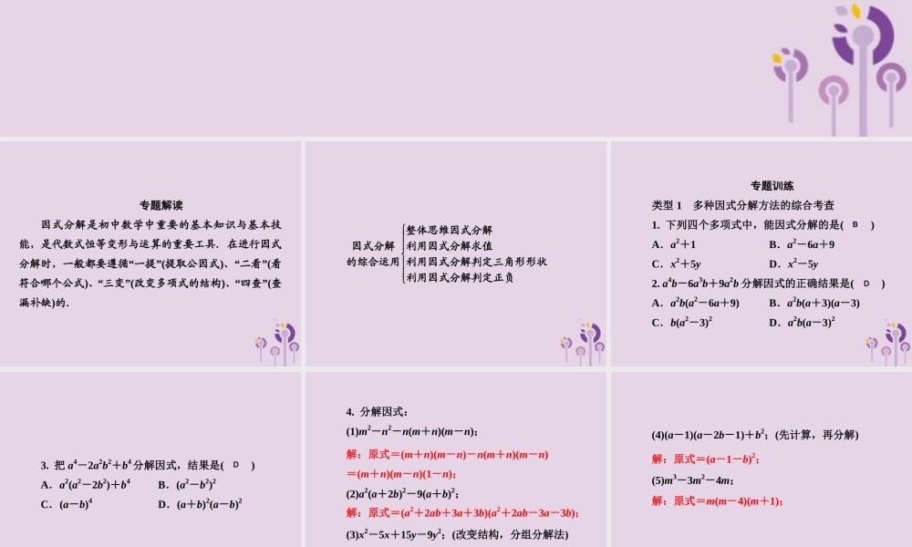 七年级数学下册 第3章(因式分解)微专题5 因式分解的综合运用习题课件 (新版)湘教版 课件