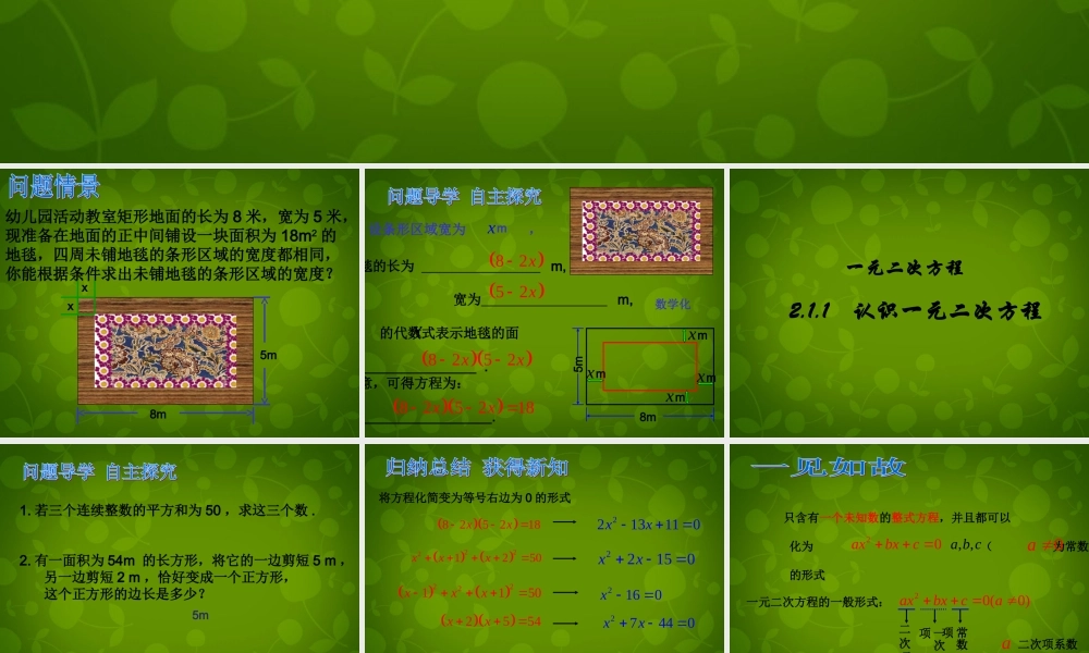 九年级数学上册 21 认识一元二次方程课件2 (新版)北师大版 课件