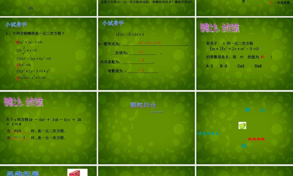 九年级数学上册 21 认识一元二次方程课件2 (新版)北师大版 课件