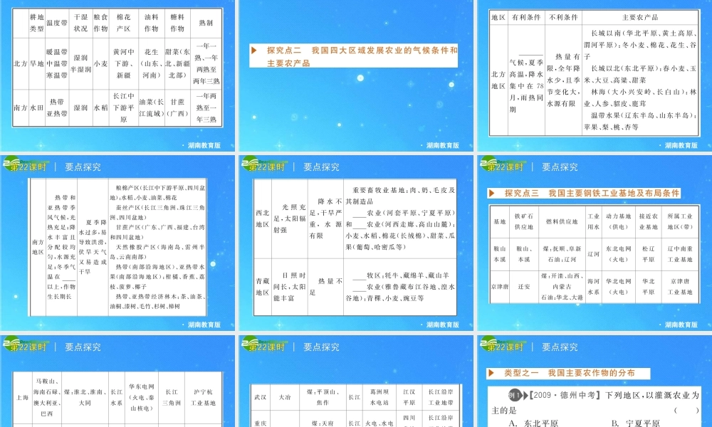 中考地理专题复习课件 第十单元 中国的主要产业 湘教版 课件