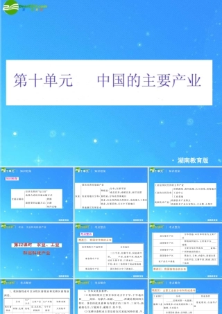 中考地理专题复习课件 第十单元 中国的主要产业 湘教版 课件