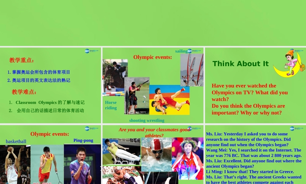 八年级英语下册 Unit 6 Lesson 33 2 800 Years of Sports课件 (新版)冀教版 课件