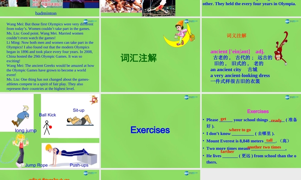 八年级英语下册 Unit 6 Lesson 33 2 800 Years of Sports课件 (新版)冀教版 课件