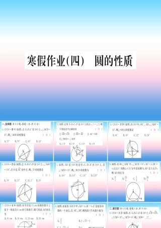 九年级数学下册 寒假作业(四)圆的性质课堂导练课件(含中考真题)(新版)新人教版 课件