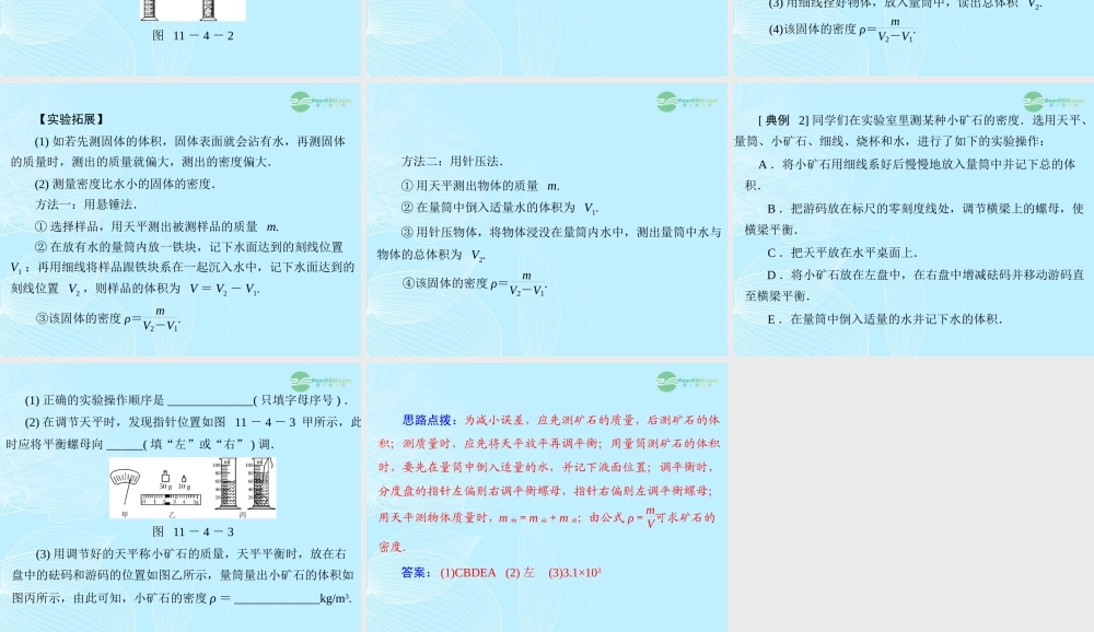 九年级物理上册 第十一章 多彩的物质世界 四(测量物质的密度)第1课时 测量固体的密度课件 人教新课标版 课件