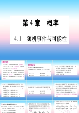 九年级数学下册 第4章 概率 41 随机事件与可能性作业课件 (新版)湘教版 课件