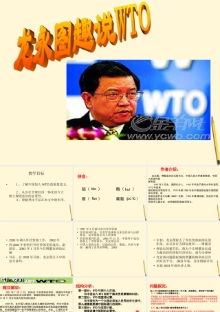 九年级语文下册 第龙永图趣说WTO)课件 语文版 课件