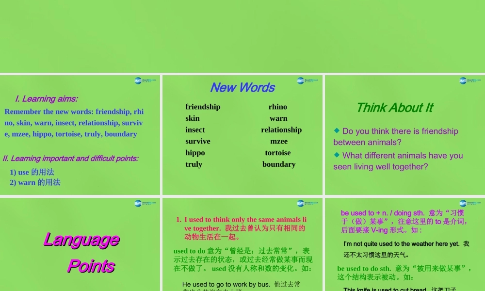 八年级英语下册 Unit 3 lesson 18 Friendship Between Animals课件 (新版)冀教版 课件