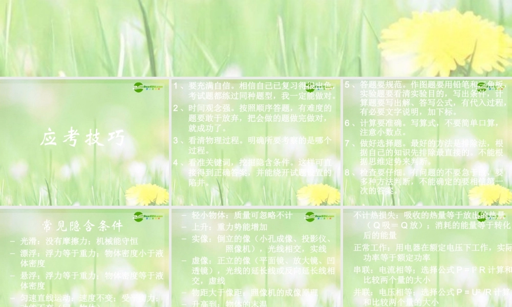 九年级物理下册 复习及应试技巧课件 苏教版 课件