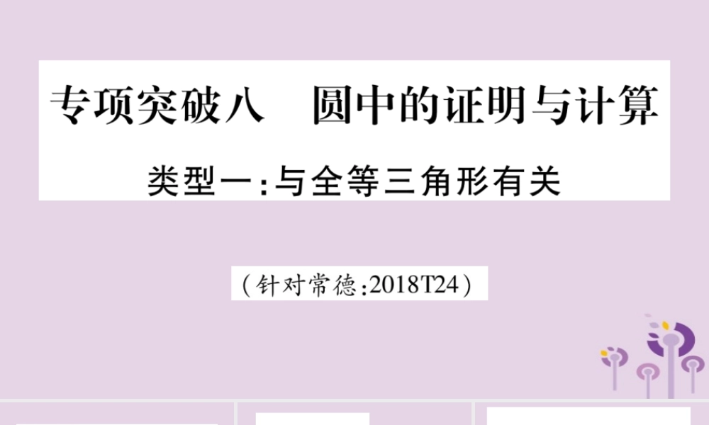 中考数学复习 第二轮 中档题突破 专项突破8 圆中的证明与计算导学课件