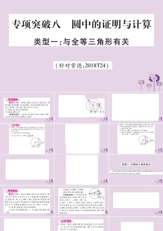 中考数学复习 第二轮 中档题突破 专项突破8 圆中的证明与计算导学课件