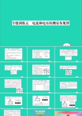 九年级物理全册 第十六章 电压 电阻 专题训练五 电流和电压的测量及规律课件 (新版)新人教版 课件