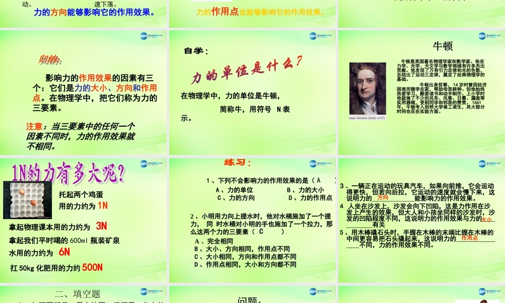 八年级物理全册 6.2 怎样描述力课件 (新版)沪科版 课件