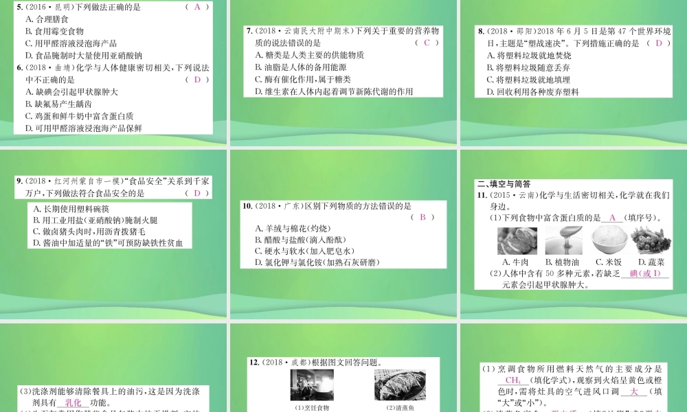 中考化学总复习 教材考点梳理 第十二单元 化学与生活课件