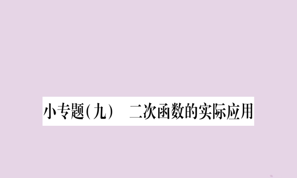 九年级数学上册 第二十二章 二次函数 223 实际问题与二次函数 小专题(九)二次函数的实际应用作业课件 (新版)新人教版 课件