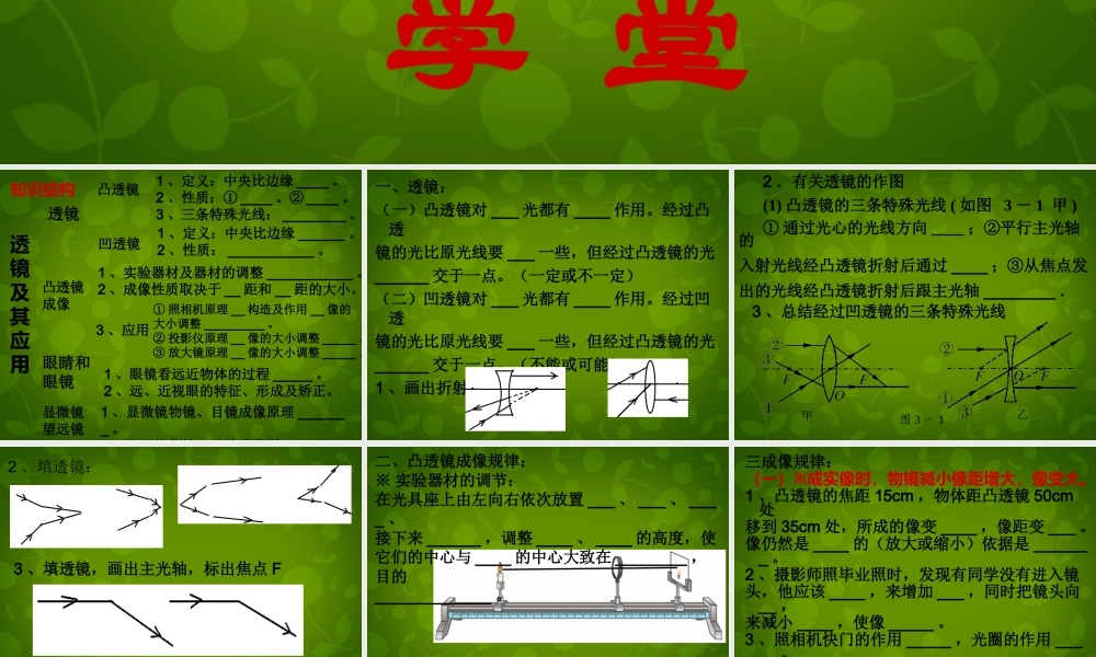 八年级物理上册 第三章 透镜及其应用复习课件3 新人教版 课件