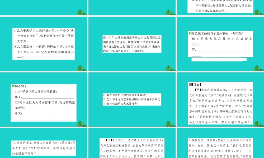八年级语文下册 第六单元 21(庄子)二则习题课件 新人教版 课件