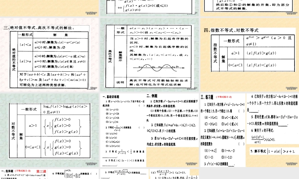 不等式复习 高二数学不等式ppt课件集二 人教版 高二数学不等式ppt课件集二 人教版