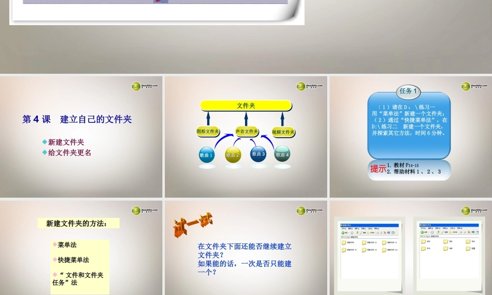 四川省七年级信息技术下册 第4课(建立自己的文件夹)课件 新人教版 课件