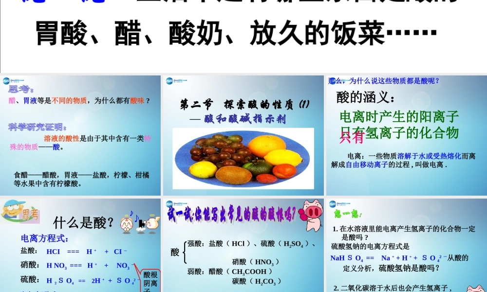 九年级科学上册 12 探索酸的性质(第一课时)课件 浙教版 课件