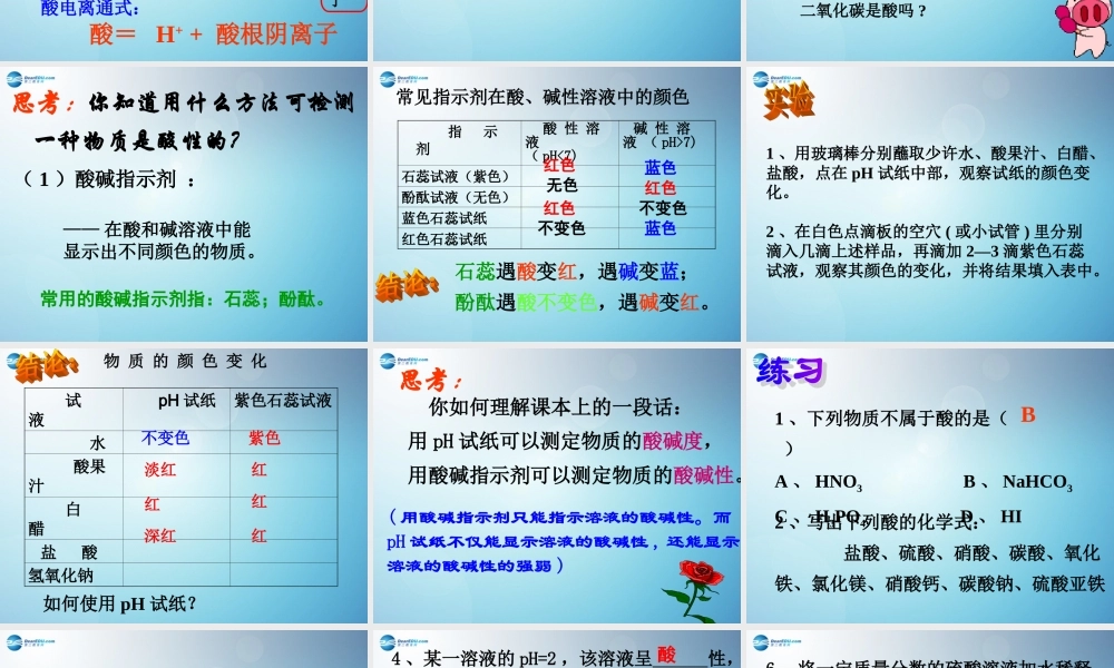 九年级科学上册 12 探索酸的性质(第一课时)课件 浙教版 课件