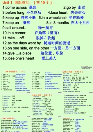 初三英语Unit5-Unit8词组复习课件 人教版 课件
