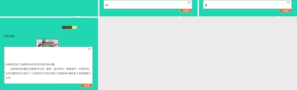 九年级政治全册 第一单元 世界大舞台 第1课 生活在地球村 第3框 村里的烦恼也不少 做负责任的村民课件 人民版 课件