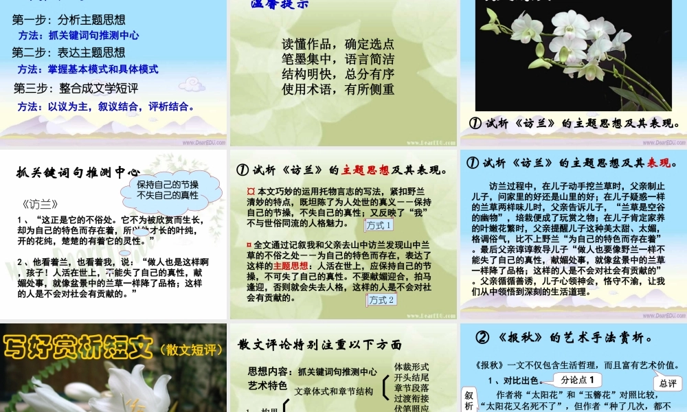 写好赏析短文 散文短评 人教版 课件