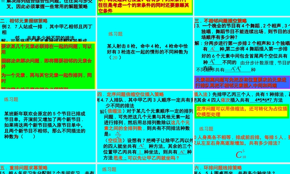 人教版高二数学解排列组合问题的十七种常用策略 课件
