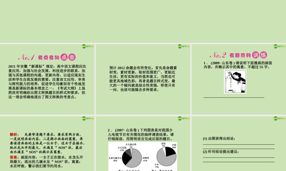 安徽省高三语文一轮复习 第二编 第一部分 专题十二 图文转换课件