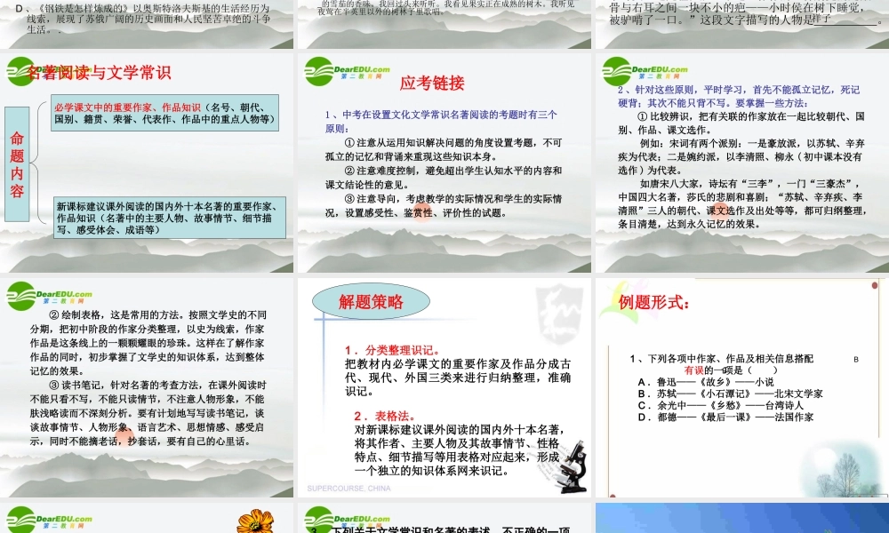 中考名著阅读复习 课件