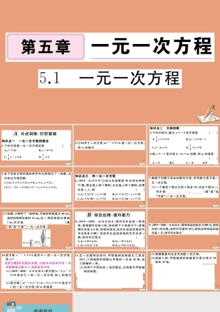 学上册 第五章 一元一次方程 5.1 一元一次方程作业课件 (新版)冀教版 课件