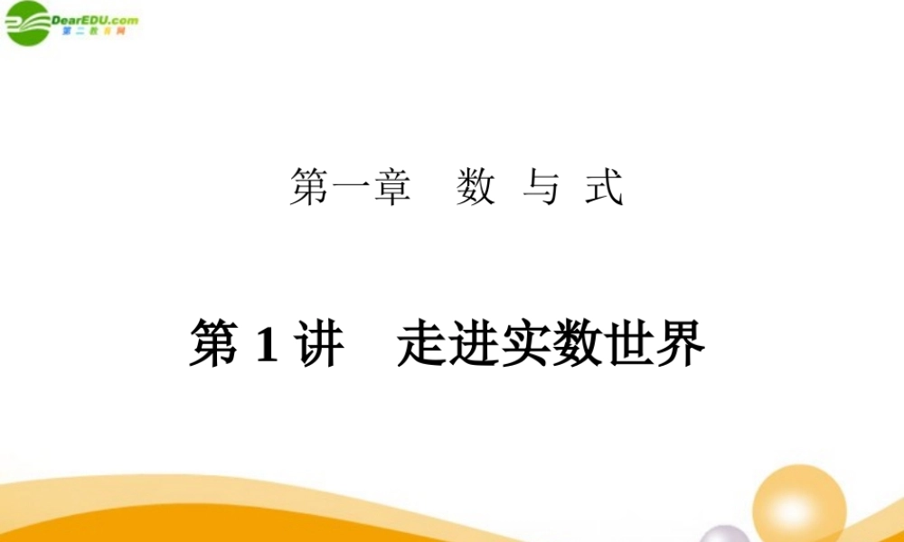 中考数学专题复习 第1讲 走进实数世界课件
