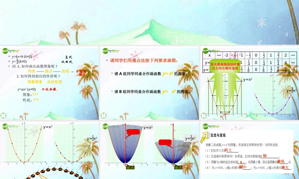 九年级数学上册 55二次函数y=ax2的图象和性质课件 青岛版 课件