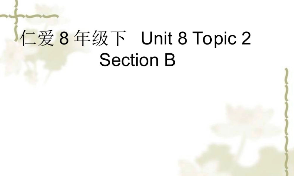 八年级英语下册 Unit8 Beautiful Clothes Topic 2 Section B课件 仁爱版 课件