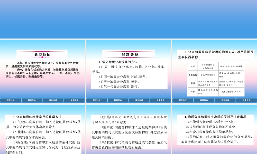 中考化学复习 第2编 重点专题突破篇 专题突破3 分离与除杂(精讲)课件