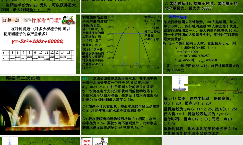九年级数学下册 26 何时获得最大利益课件 北师大版 课件